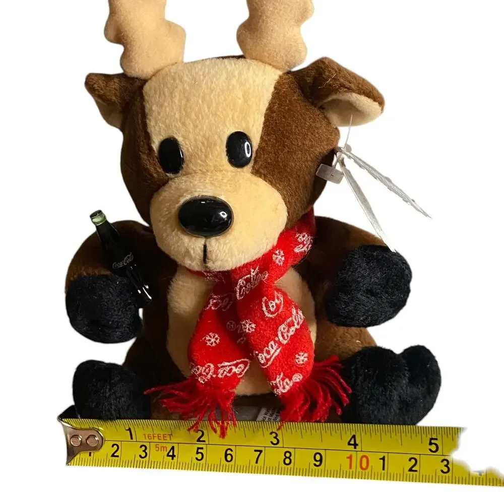 NWT 1998 Coca-Cola Collectible Reindeer Bean Bag Plush holding a Coke Bottle